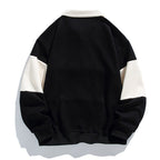 Men's color block polo sweatshirt with long sleeves
