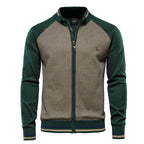 Long-sleeve textured knit cardigan with stand collar and front zip