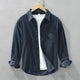 Men's long-sleeve corduroy shirt with chest pocket and button front