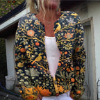 Women's floral button front cardigan with long sleeves and V-neck