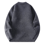 Men's waffle knit button-front cardigan with shirt collar