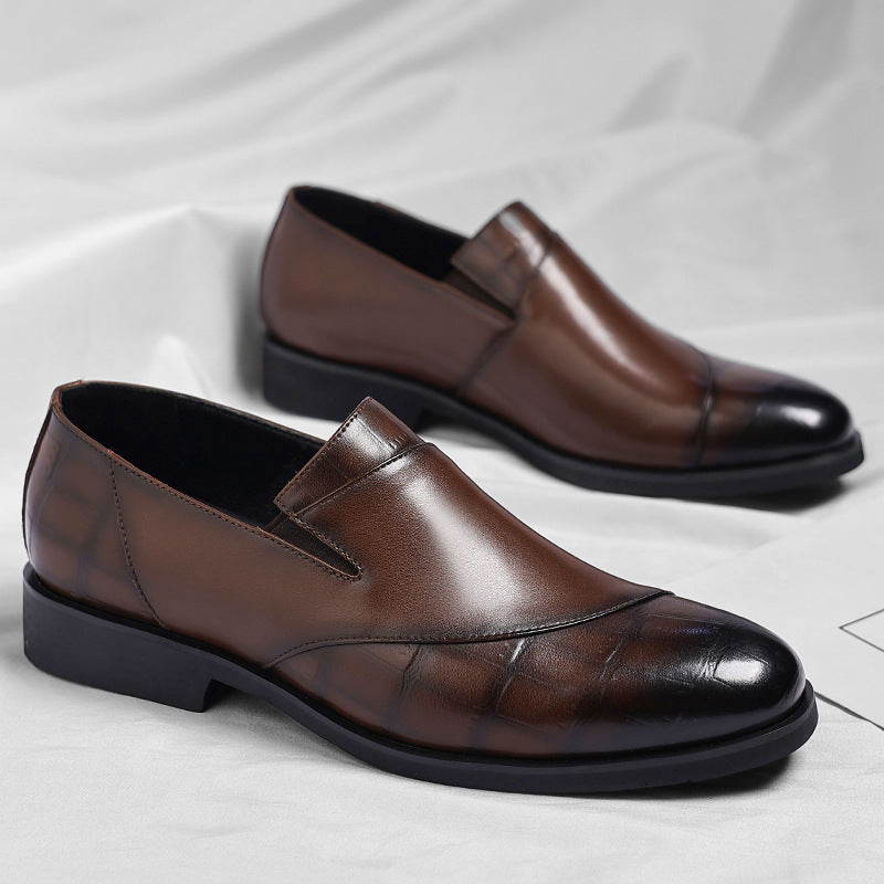 Men's polished slip-on loafer with square toe and low heel