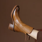 Women's ankle boots with side zipper and block heel
