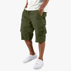 Men's relaxed knee-length cargo shorts with utility pockets