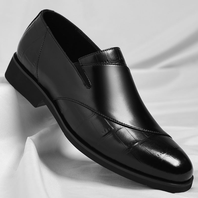 Men's polished slip-on loafer with square toe and low heel