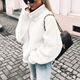 Women's chunky knit turtleneck sweater with long sleeves