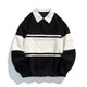 Men's color block polo sweatshirt with long sleeves