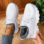 Fleece-lined lace-up sneakers with chunky tread soles
