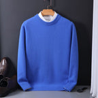 Men's oversized plain crew-neck sweater with ribbed trims