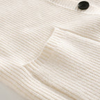 Men's hooded rib knit cardigan with button front and patch pockets