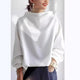 Women's plain high neck top with long sleeves and relaxed fit
