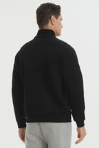 Men's full-zip sweatshirt jacket with stand collar and front pockets