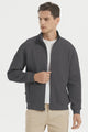 Men's full-zip sweatshirt jacket with stand collar and front pockets