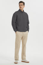 Men's full-zip sweatshirt jacket with stand collar and front pockets