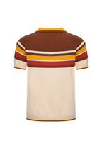 Men's multicolor striped ribbed knit zip polo shirt