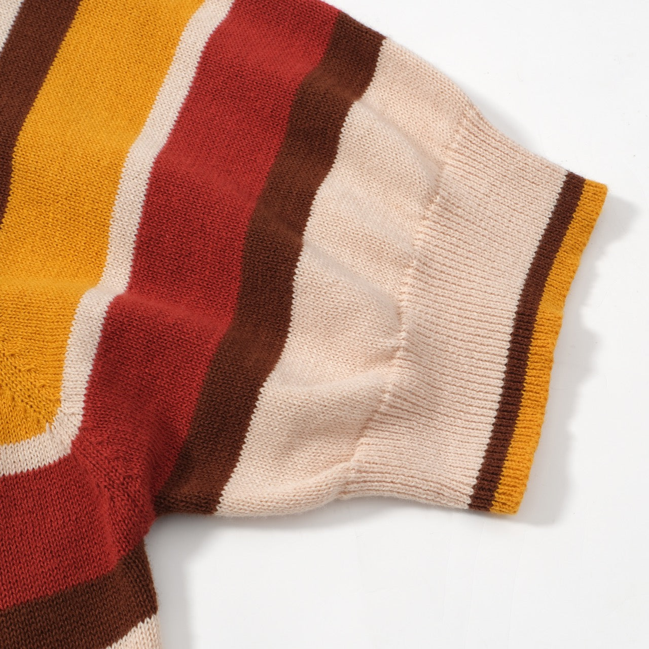 Men's multicolor striped ribbed knit zip polo shirt