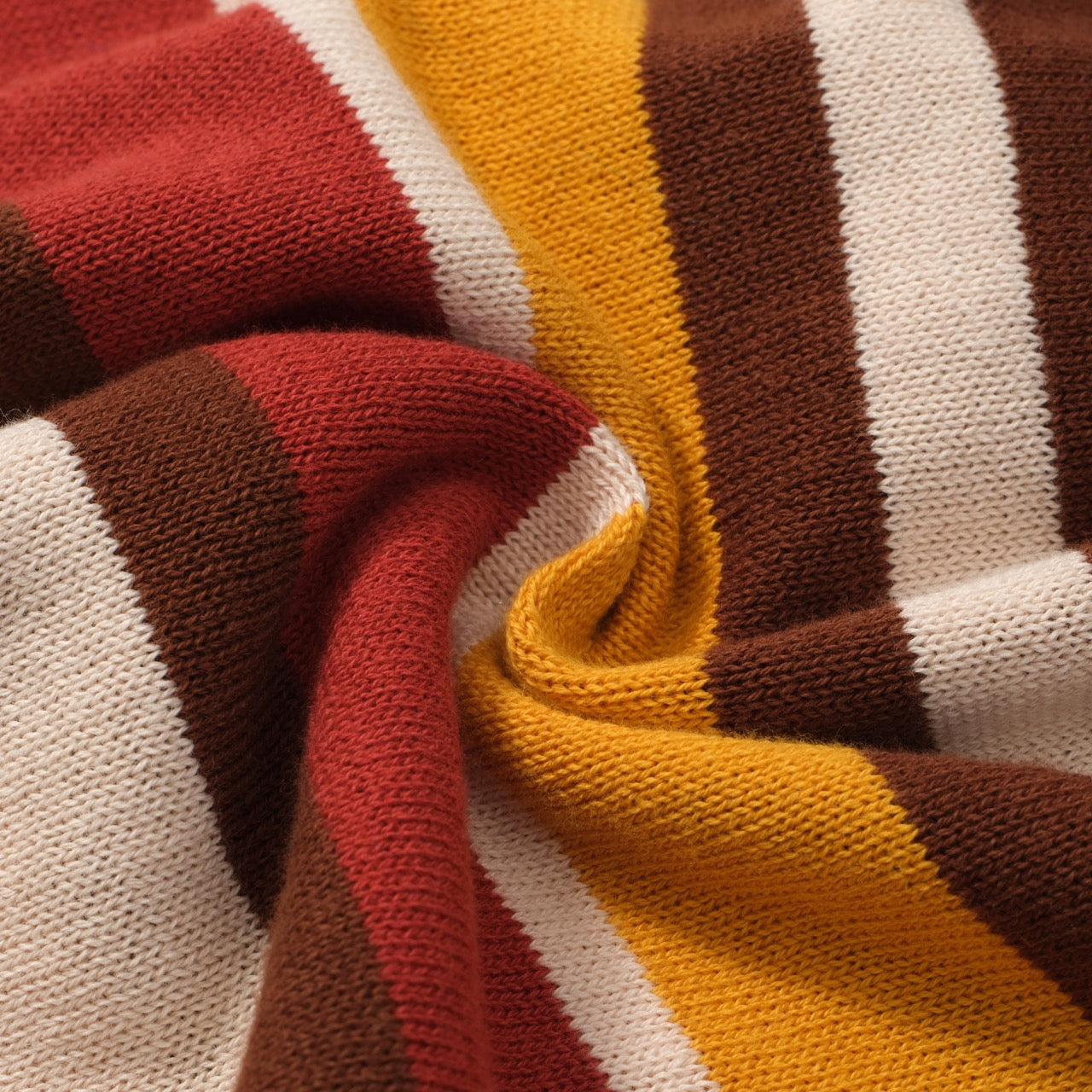 Men's multicolor striped ribbed knit zip polo shirt