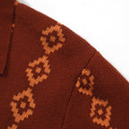 Men's brown geometric knit polo shirt with short sleeves