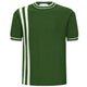 Men's green knit T-shirt with white side stripes and ribbed crew neck