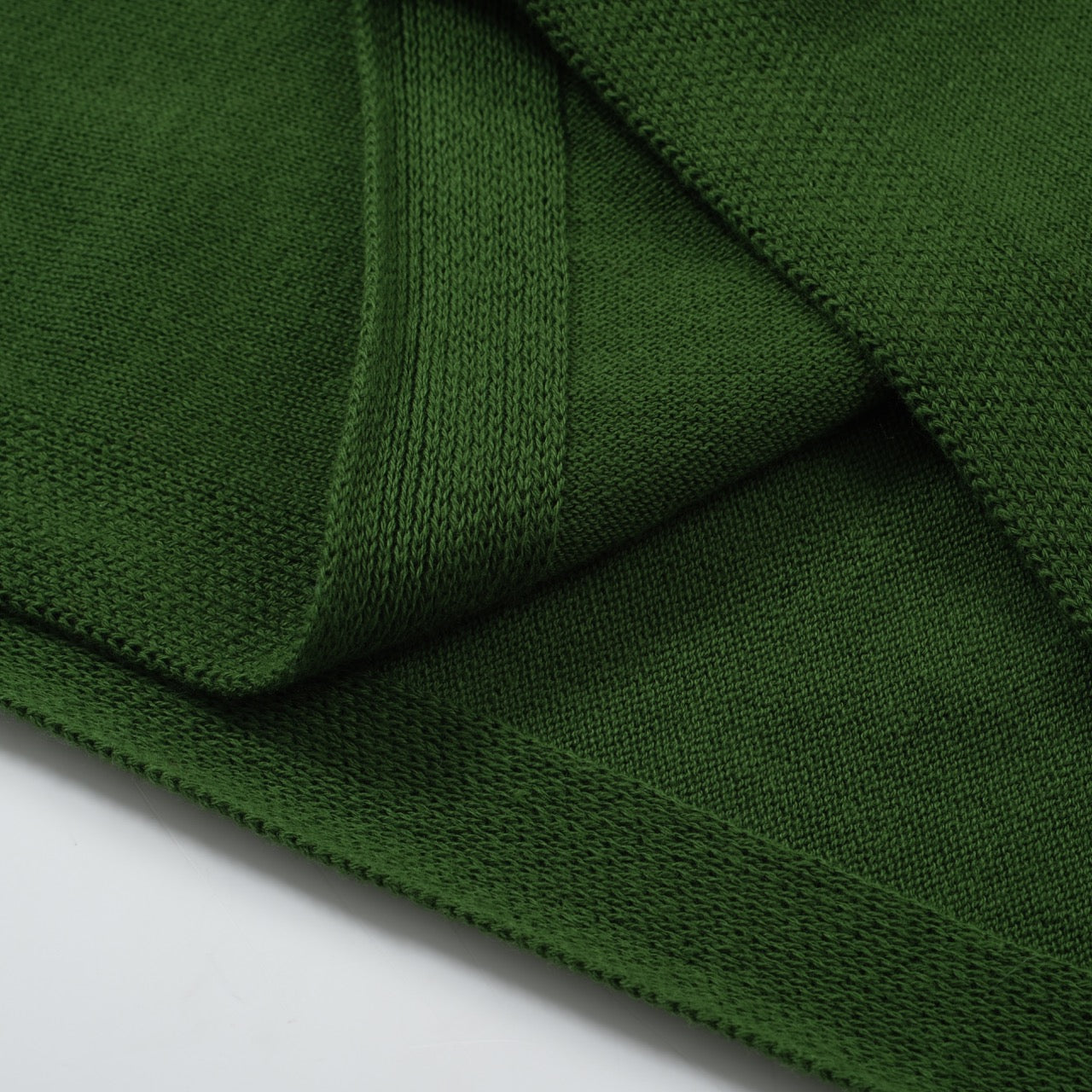 Men's green knit T-shirt with white side stripes and ribbed crew neck