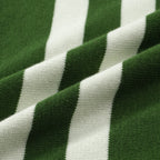 Men's green knit T-shirt with white side stripes and ribbed crew neck