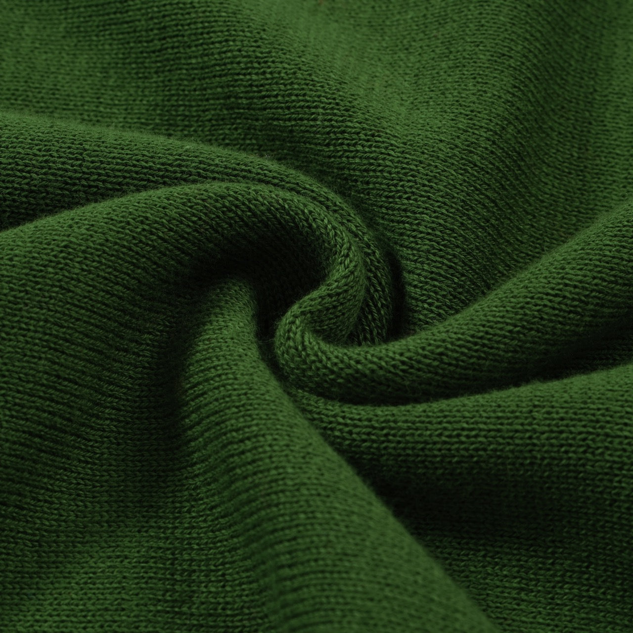 Men's green knit T-shirt with white side stripes and ribbed crew neck