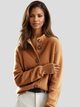 Women's button cardigan with ribbed collar and long sleeves