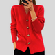 Women's V-neck cardigan with heart-shaped buttons and front pockets