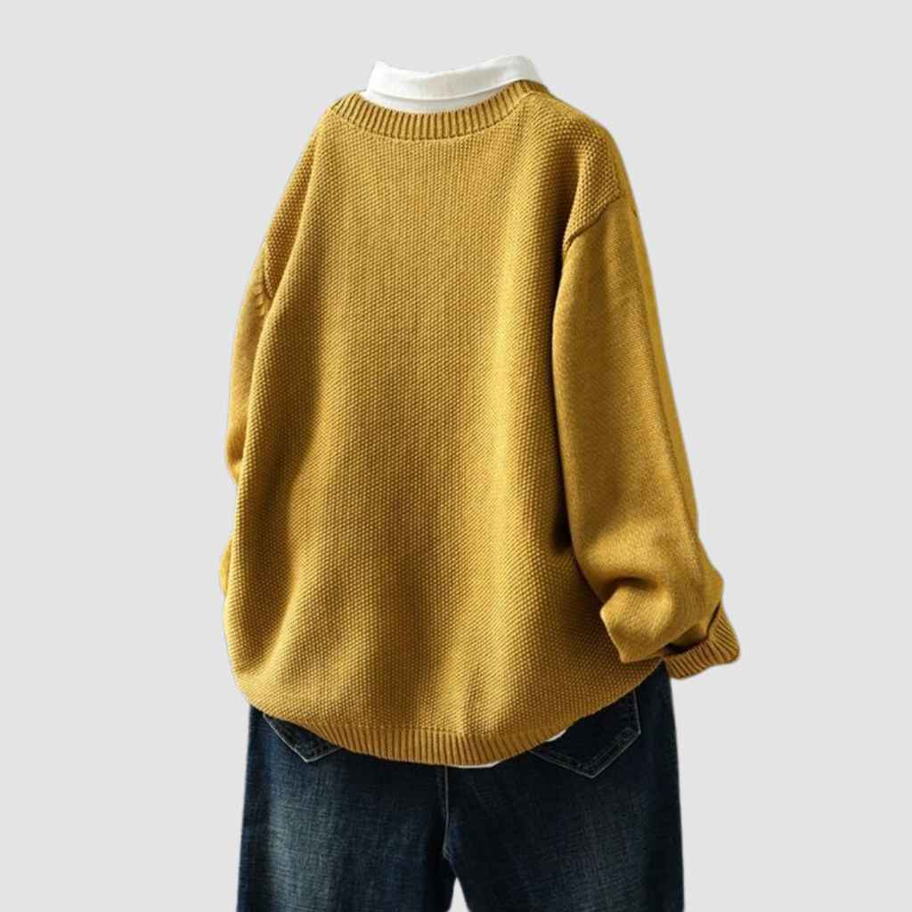 Women's textured knit button cardigan with round neckline, long sleeves and chest pocket