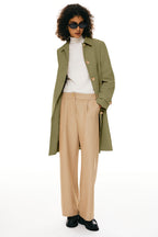 Women's single-breasted trench coat with pointed collar and button front