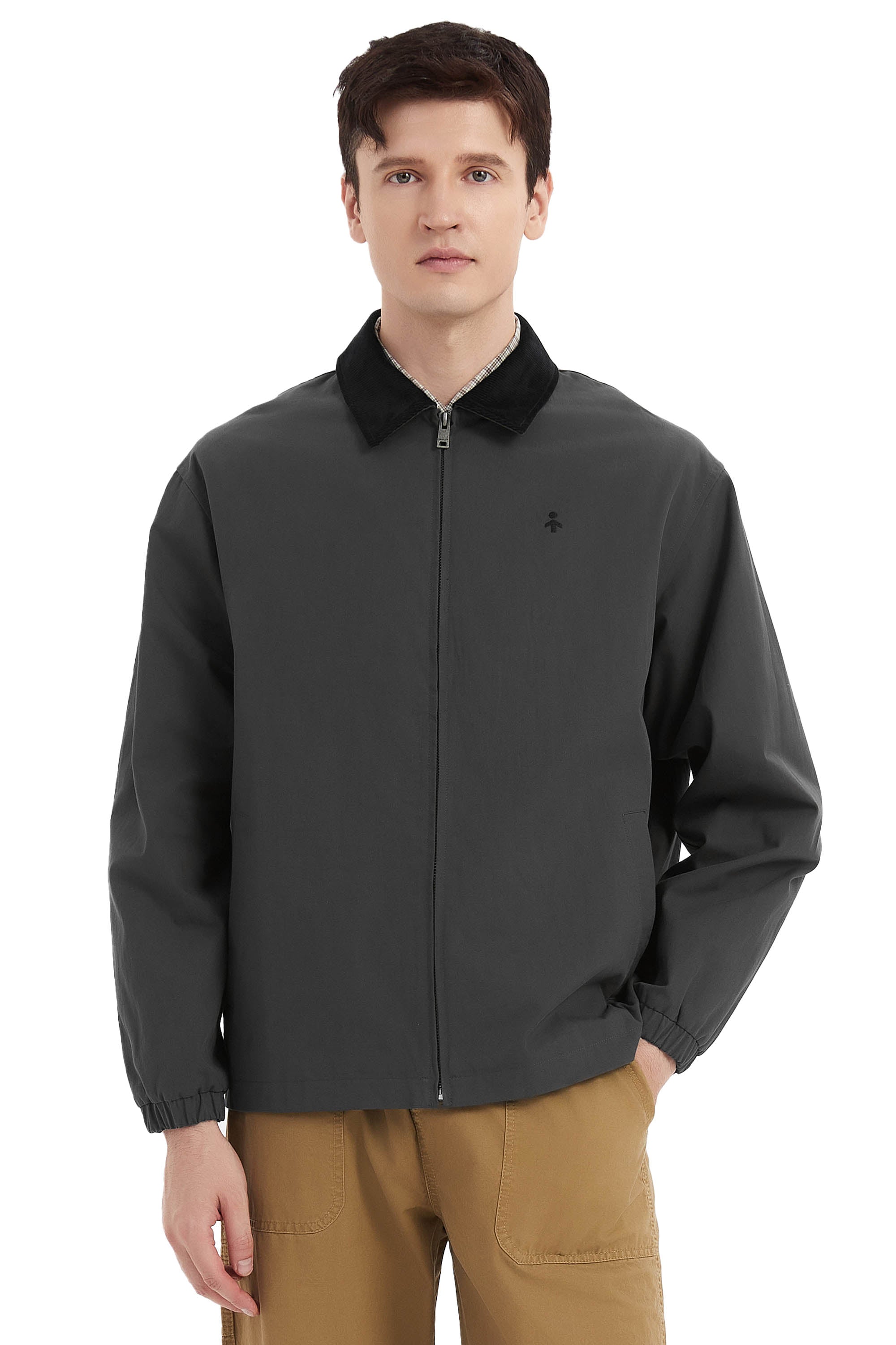 Men's bomber windbreaker jacket with zip front