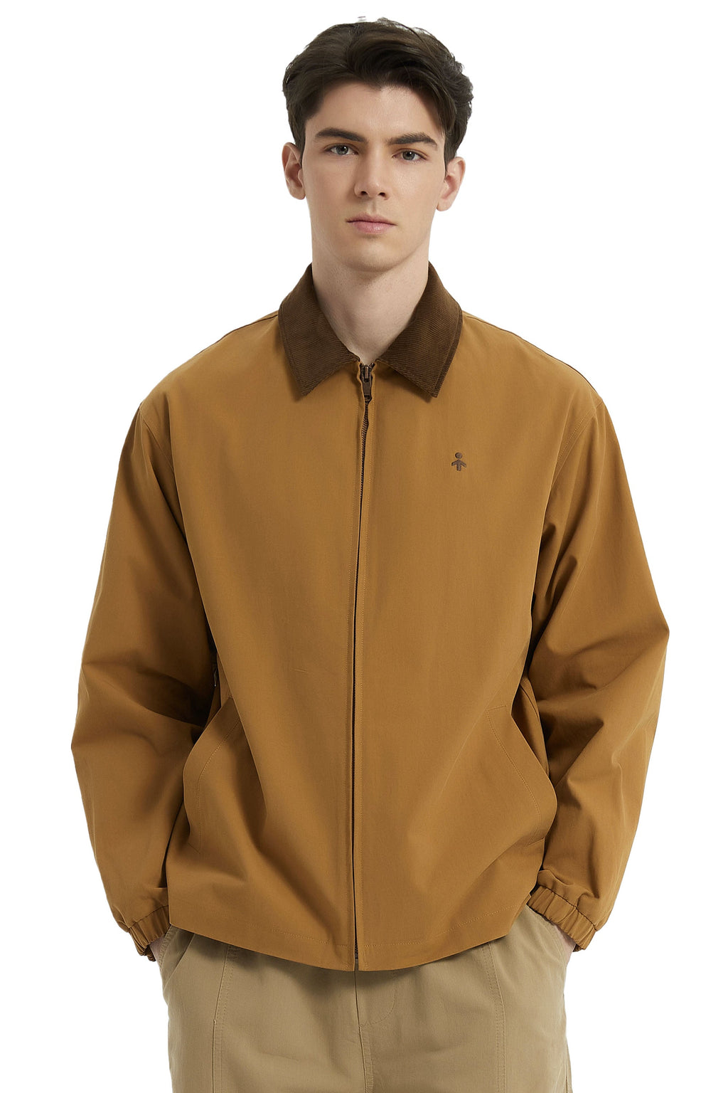 Men's bomber windbreaker jacket with zip front