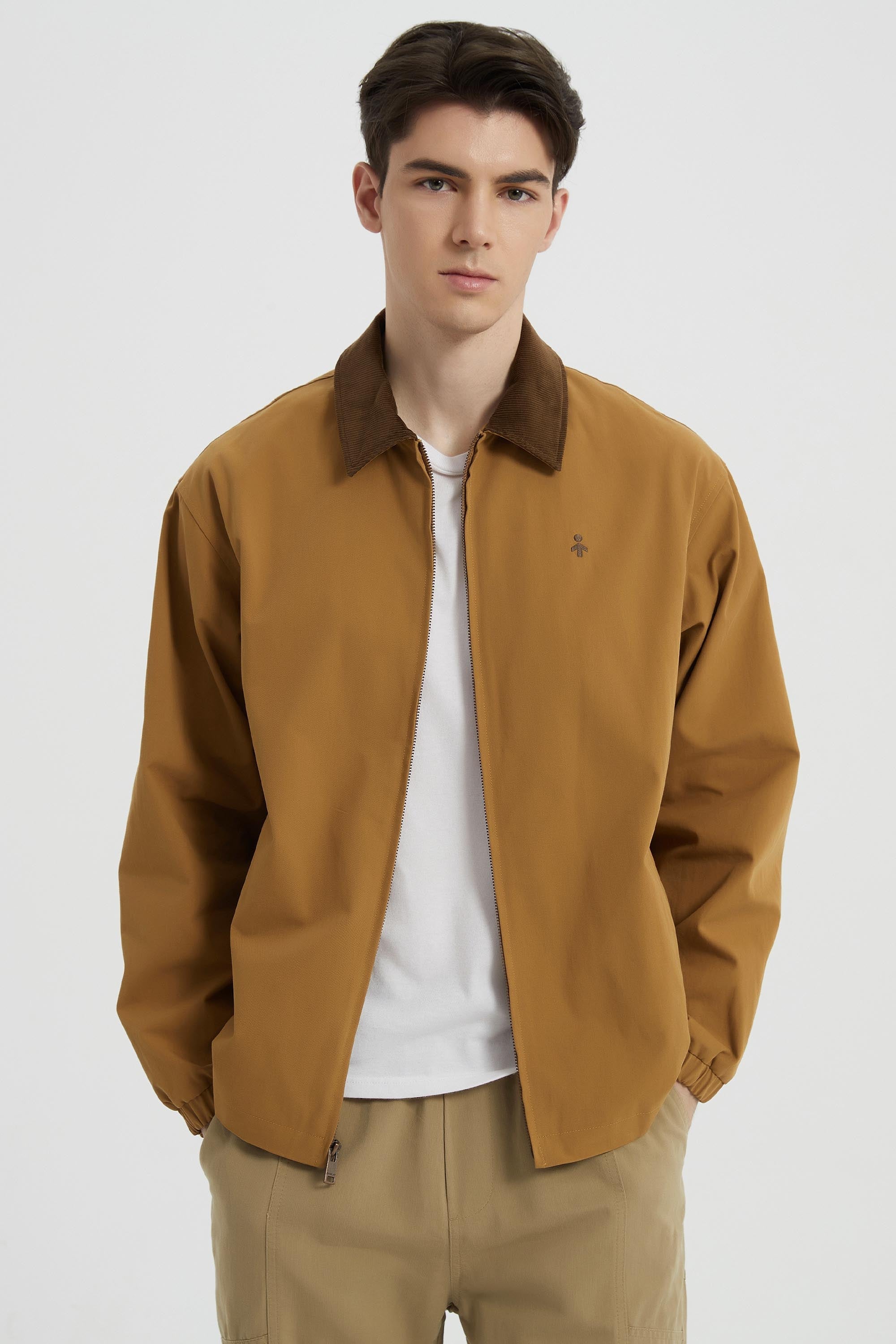 Men's bomber windbreaker jacket with zip front