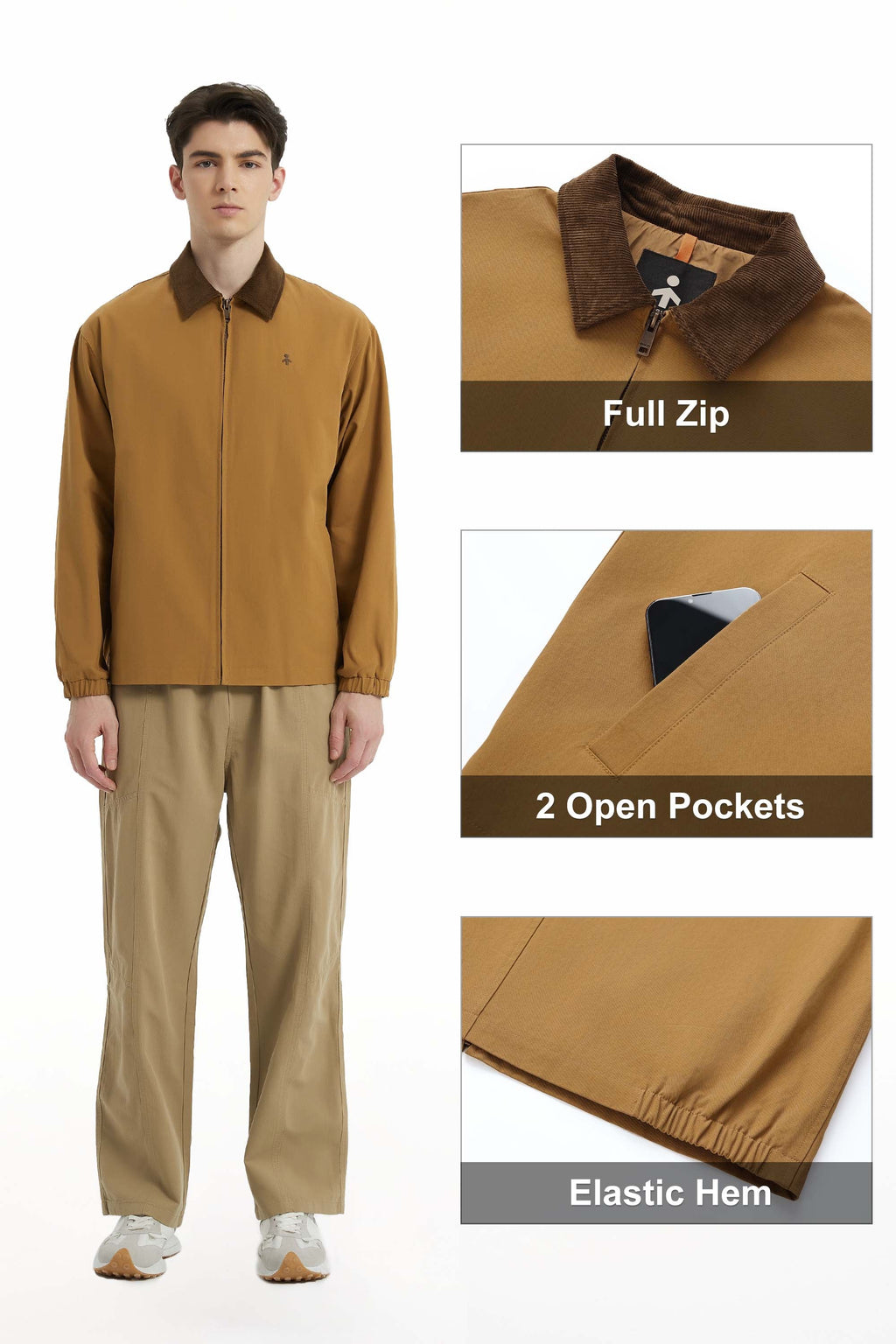 Men's bomber windbreaker jacket with zip front