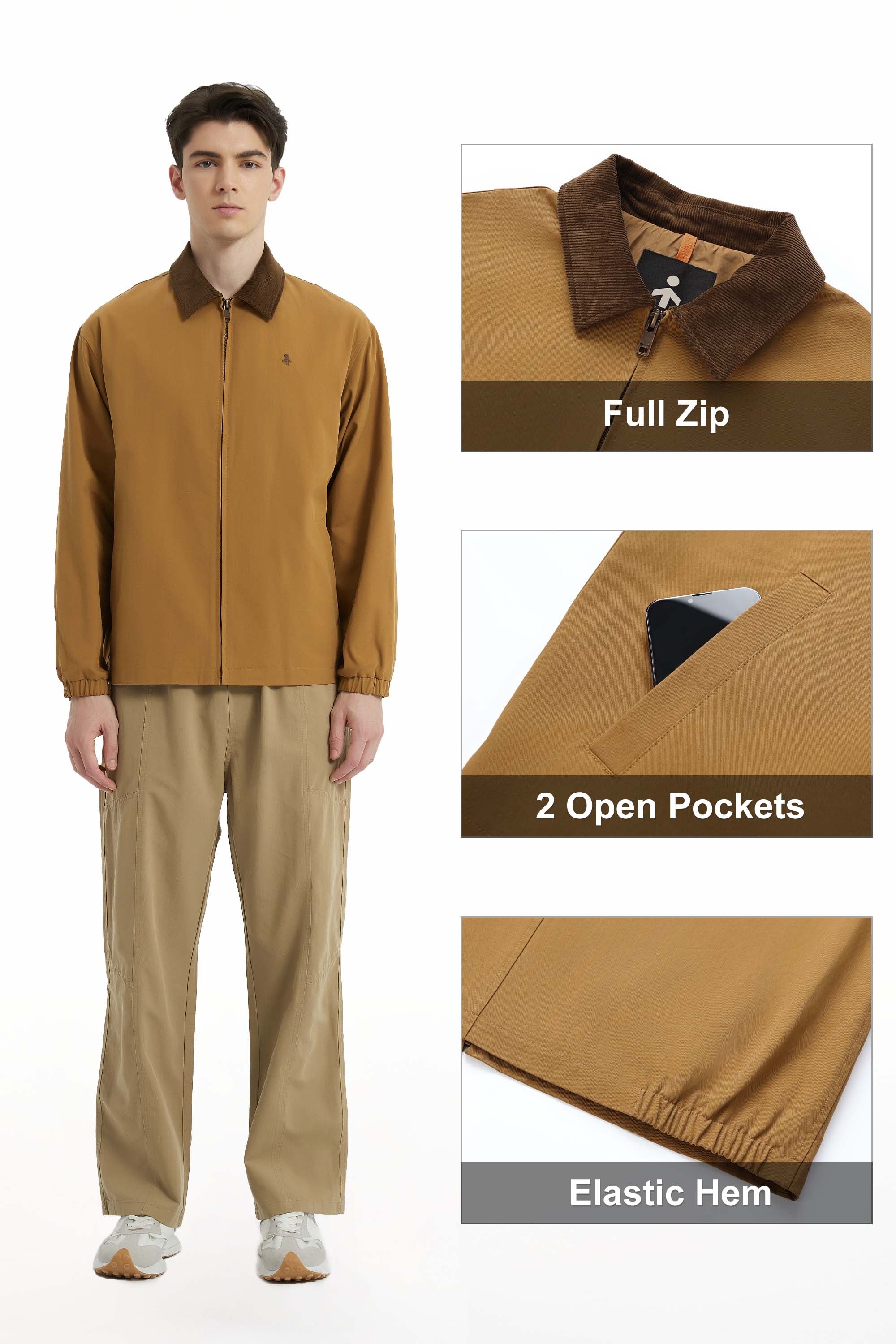 Men's bomber windbreaker jacket with zip front