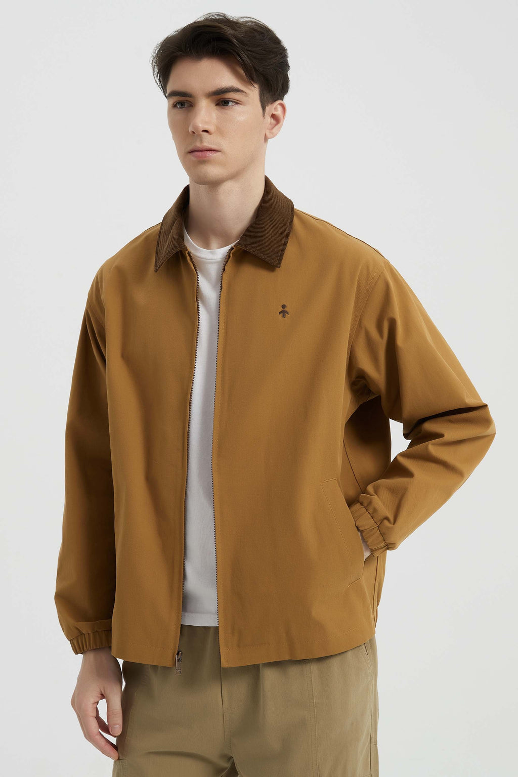 Men's bomber windbreaker jacket with zip front