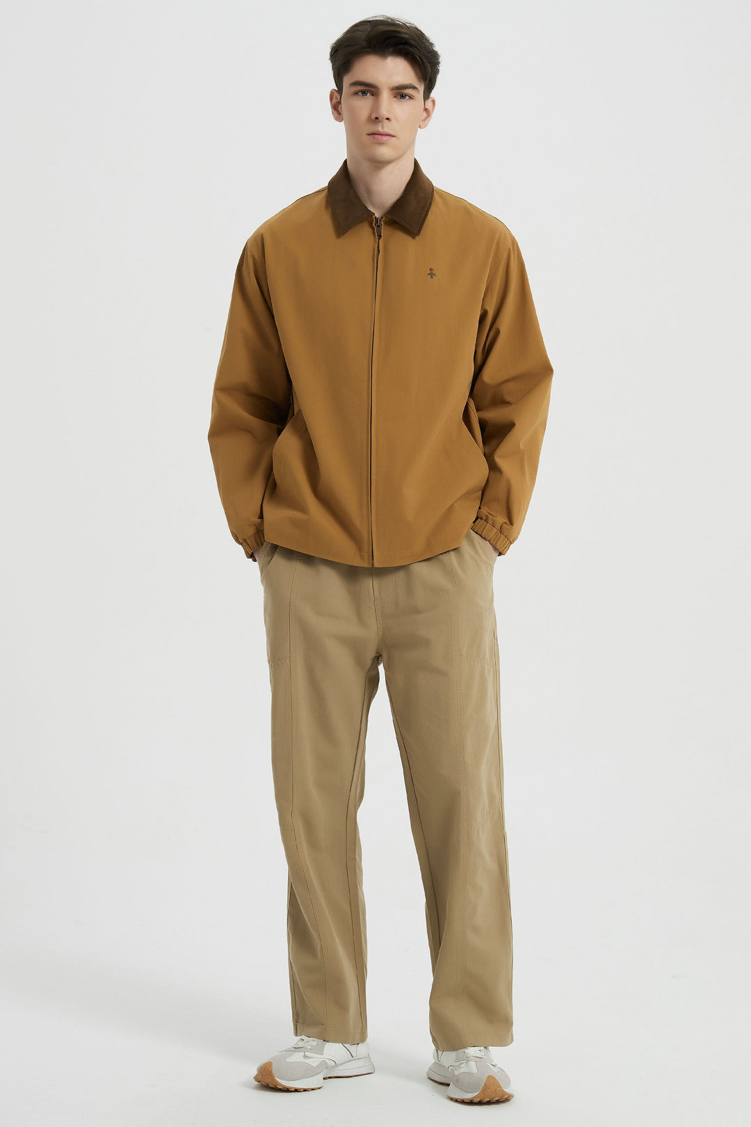 Men's bomber windbreaker jacket with zip front