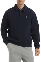 Men's long sleeve polo sweatshirt with collar and button placket