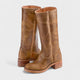 Women's retro tall boots with square toes and block heels