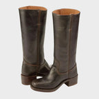 Women's retro tall boots with square toes and block heels