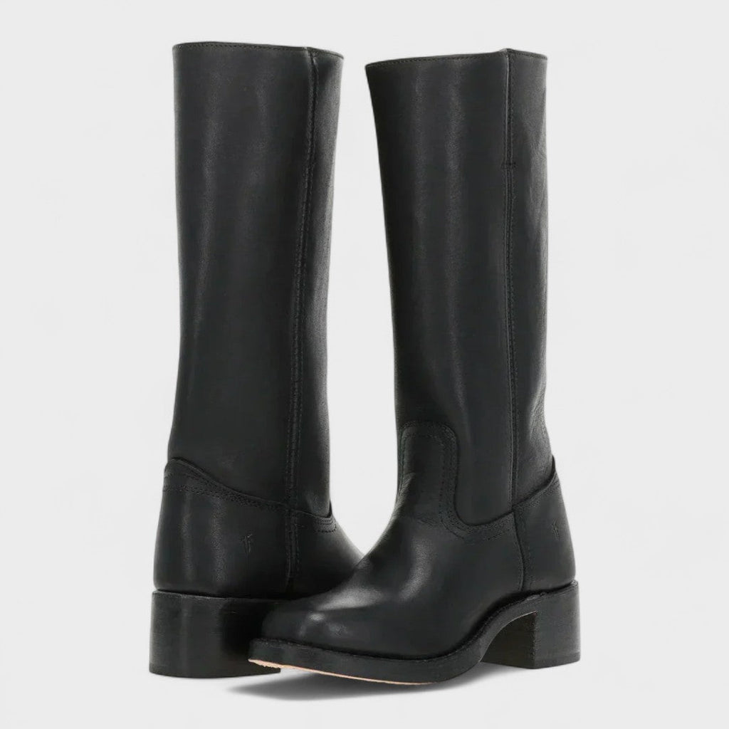 Women's knee-high classic cowboy boots with low block heels