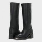 Women's knee-high classic cowboy boots with low block heels