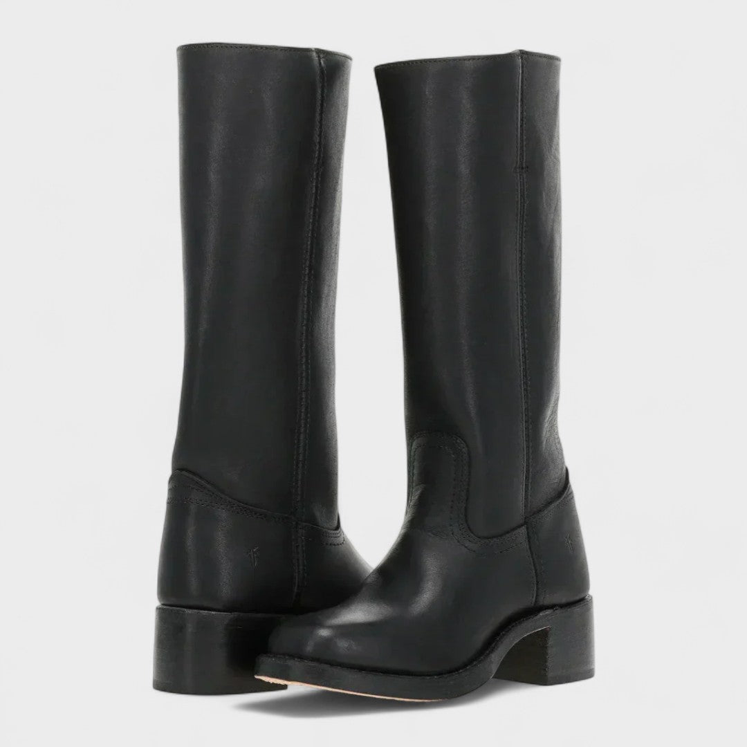 Women's knee-high classic cowboy boots with low block heels