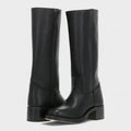 Women's retro tall boots with square toes and block heels