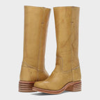 Women's retro tall boots with square toes and block heels