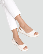Women's orthopaedic wedge sandal with open toe, shown in pink and blue colours