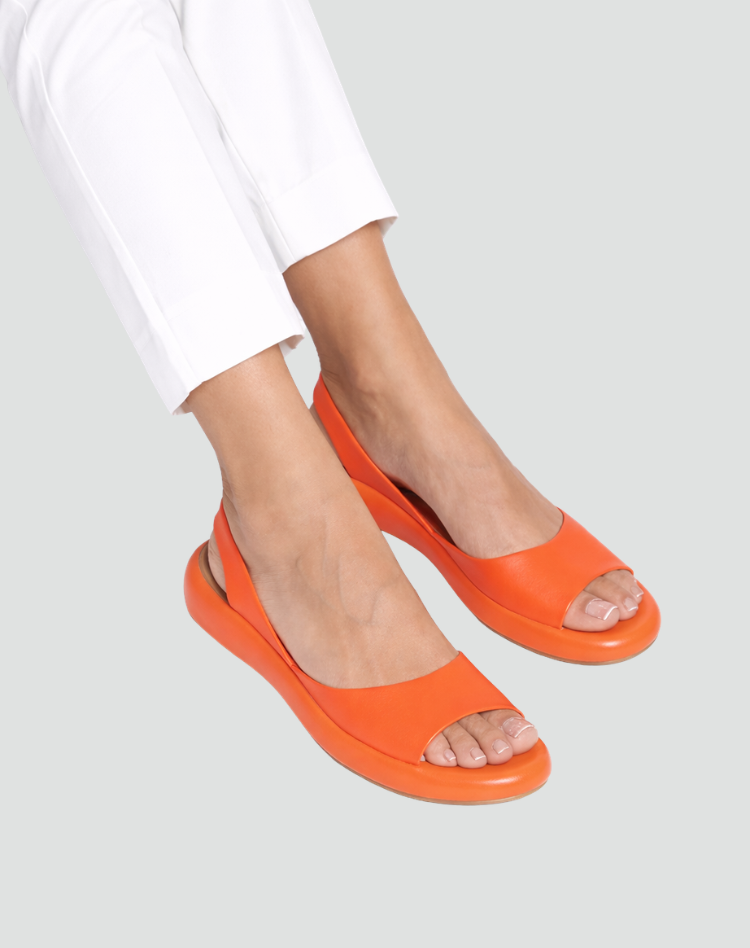 Women's orthopaedic wedge sandal with open toe, shown in pink and blue colours