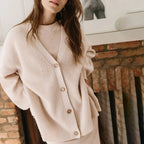Women's oversized ribbed button-front cardigan