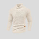 Men's textured knit jumper with high collar and buttoned chest detail