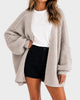 Women's oversized textured knit cardigan with open front and lantern sleeves